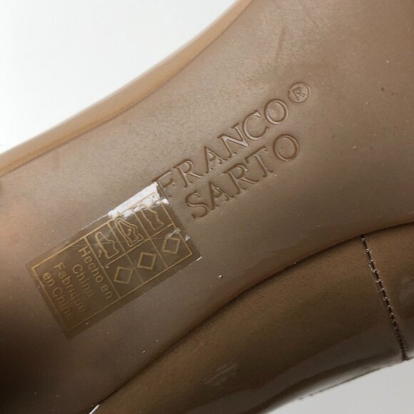 FRANCO SARTO manmade patent raisen tan nude taupe cushion 3.25" heel pumps US 7M - Picture 14 of 16